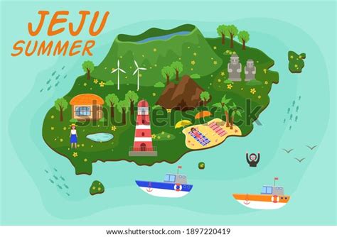 Jeju Island Travel Map Vector Illustration Stock Vector (Royalty Free) 1897220419 | Shutterstock