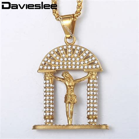 Aliexpress Buy Davieslee Crucifix Jesus Christ Pendant Necklace