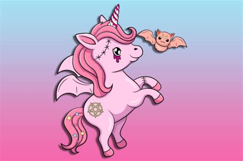 Cute Creepy Kawaii Pastel Goth Unicorn Graphic By Unlimited Art