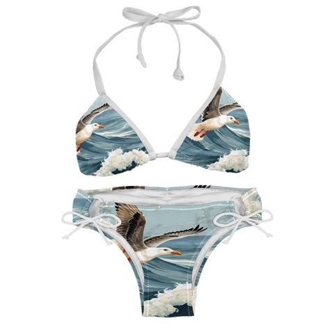 Seagull Swimsuit Women Bikini Set With Detachable Sponge Adjustable Strap Two Pack Ideal For
