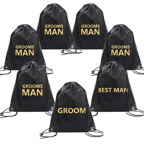 Lotsbuylots 7 Pcs Groomsmen T Bags Groomsmen Proposal Bags Tuxedo Groom Crew Drawstring Bags