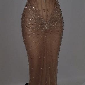 Pre Order Custom Sheer Nude Mesh Diamond Crystal Beaded Hand Embroidered Corset Gown Etsy