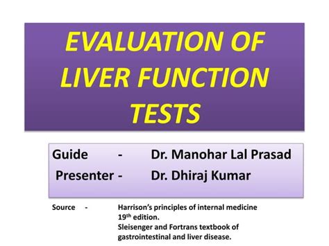 Evaluation Of Liver Function Tests Ppt PPT