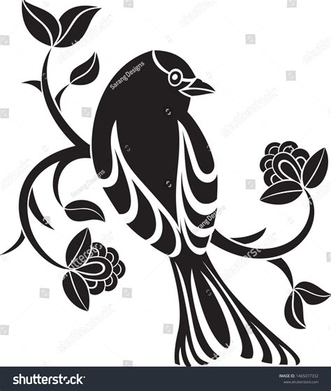 Black White Bird Motif Stock Vector Royalty Free