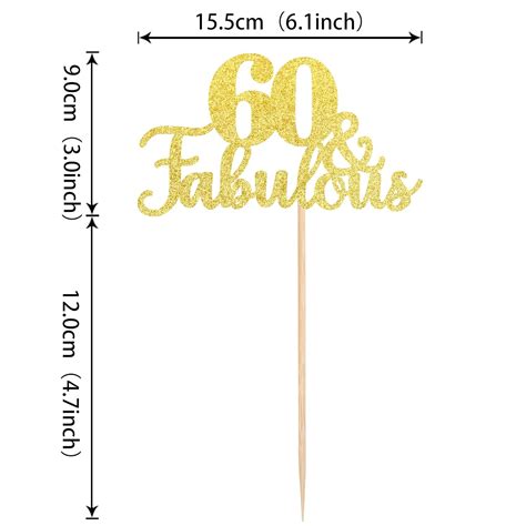 Buy Pcs Gold Fabulous Cake Topper Glitter Sixty And Fabulous