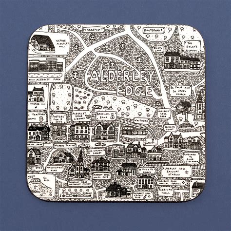 Alderley Edge Doodle Map Coasters Dave Draws Shop