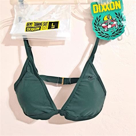 DIXXON Swim Dixxon Army Green Bikini Top Gold Hardware Size Large New Poshmark