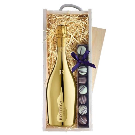 Bottega Gold Prosecco 75cl Truffles Wooden Box Bottled Boxed