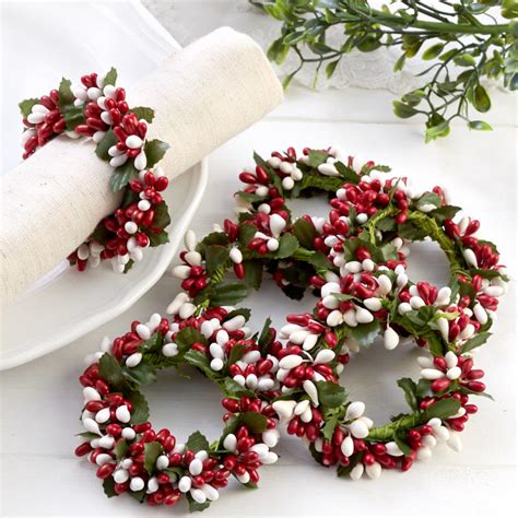 Red Berry Ring Pip Berry Candle Ring Country Red Candle Wreath Floral Supplies Red Candle Ring