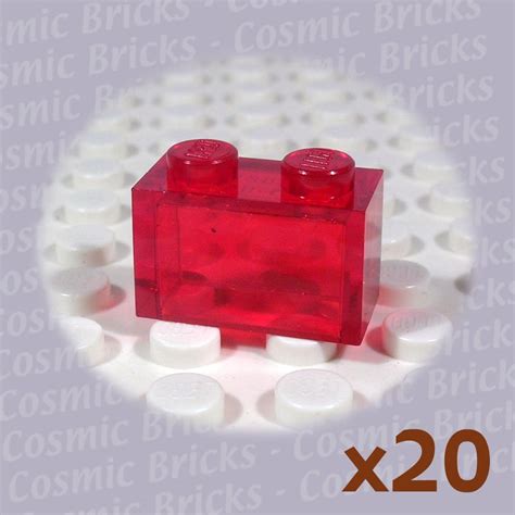 Lego Trans Red Brick 1x2 Without Pin 306541 3065 20 Packn