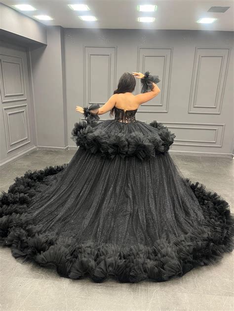 Black Quinceañera Dress, Black Bridal Gown - Etsy