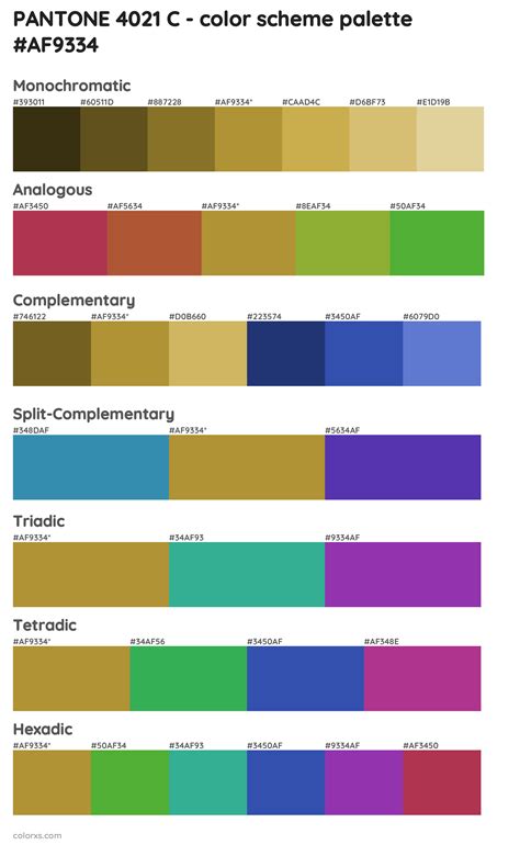 PANTONE 4021 C color palettes - colorxs.com