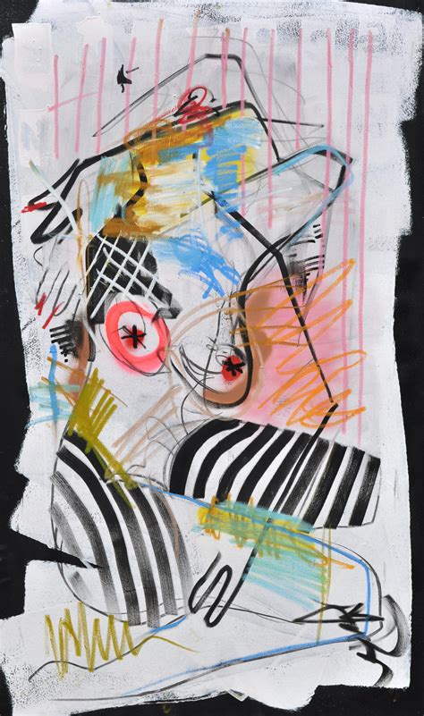 Frances Berry Striped Nude Figurative Abstract Spray Paint Acrylic Stripes Pink Black