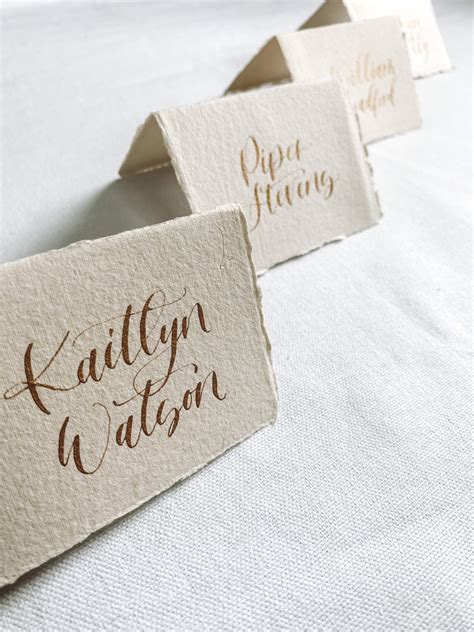 Calligraphy Tented Place Cards Handmade Paper Tented Cards Etsy