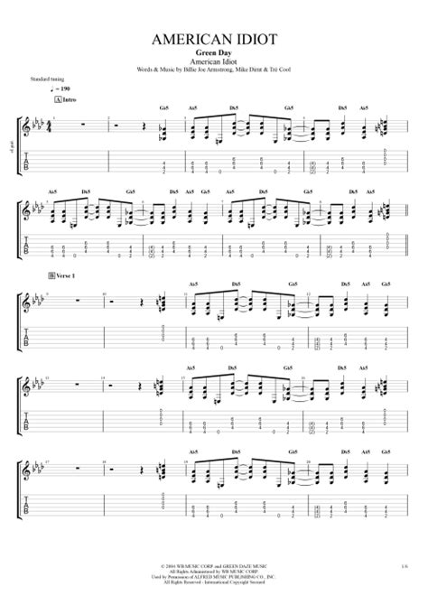 American Idiot Tab By Green Day Guitar Pro Guitars Bass And Backing