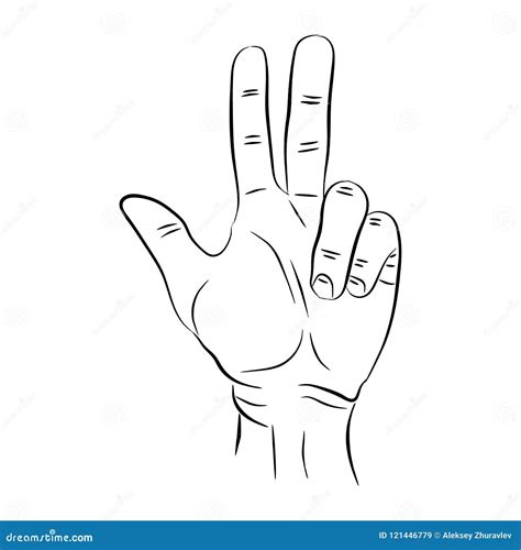 Fingers Icon Three Fingers Up Count Gesture Isolated Vector