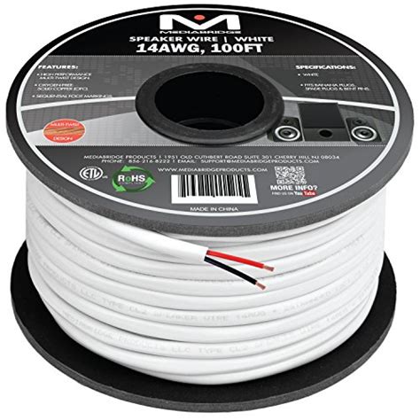 Mediabridge 14AWG 2 Conductor Speaker Wire 100 Feet White 99 9