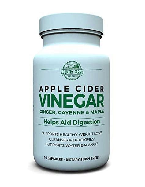 Country Farms Apple Cider Vinegar Capsules With Ginger Cayenne And Maple Helps Aid Digestion