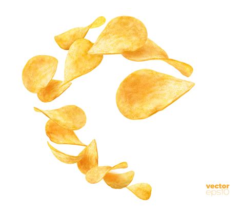 Wave Splash Of Wavy Potato Chips Flying Snacks Vector Art At