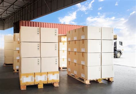 Premium Photo Packaging Boxes Stacked On Pallets Loading Into