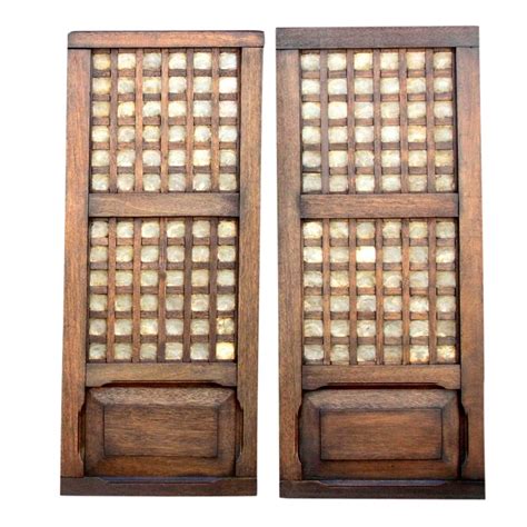 Pair of Vintage Sumatran Capiz Window Shutters | Chairish