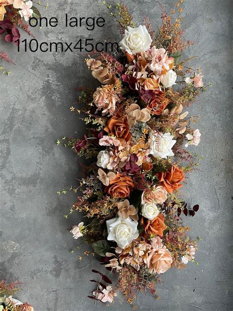 Fake Flowers Fall Wedding Archway Rust Beige Terracotta Corner Swag