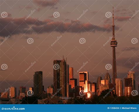 Toronto Skyline at Sunset stock photo. Image of glinting - 1358434