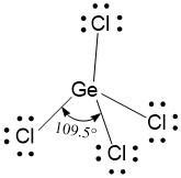 What are the ideal bond angles in $\ce{GeCl4}$ according to | Quizlet