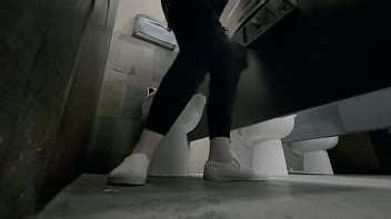 PUBLIC TOILET Girl Takes Her Panties Down And Plays With Her PUSSY In A Very Busy PUBLIC Toilet