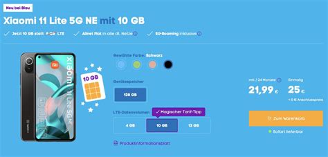 Blau: Xiaomi 11 Lite 5G NE mit Tarif ab 19,99€/Mo.