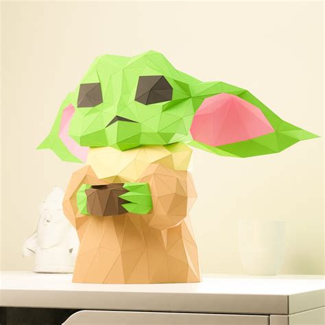 Baby Yoda Star Wars Papercraft Origami Diy Paper Craft Model Etsy