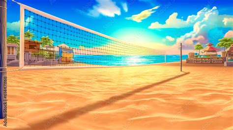 beach volleyball court on the seashore in an exotic country, banner, made with Generative AI ...