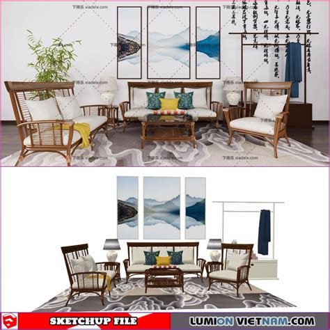 Classic Living Room Set Sketchup Model Free Download