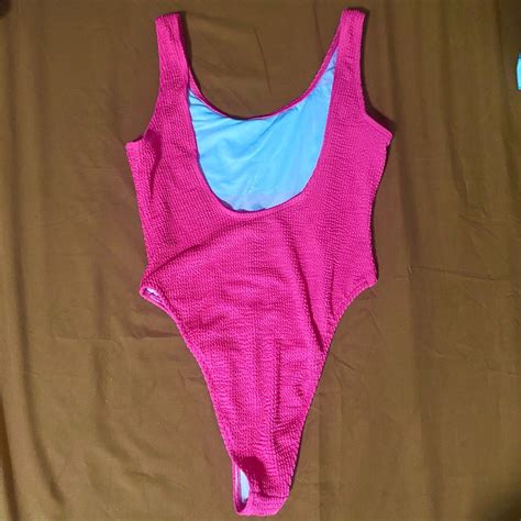 Hot Pink Low Back Swimsuit Women S Fashion Swimwear Bikinis Swimsuits On Carousell