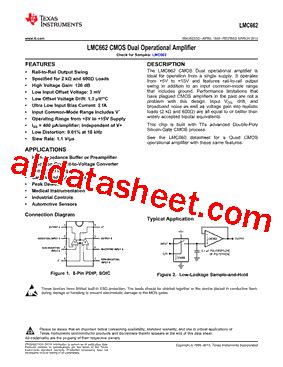 LMC662CM NOPB Datasheet PDF Texas Instruments