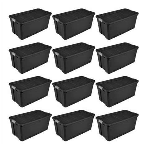 Sterilite Gal Rugged Industrial Stackable Storage Tote W Lid Black