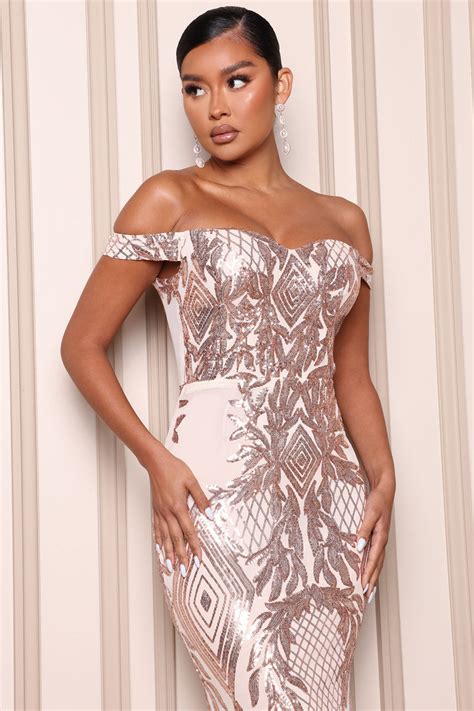 Close Up Ready Sequin Maxi Dress Champagne Fashion Nova Dresses