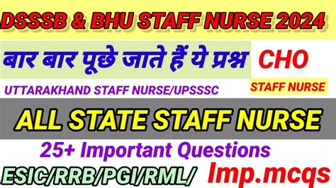 DSSSB Staff Nurse Previous Year Questions CHO Staff Nurse GNM