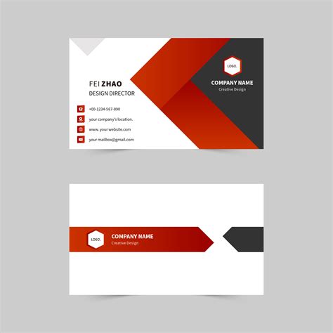 Red And Gray Arrow Shape Modern Business Card Vector Art At