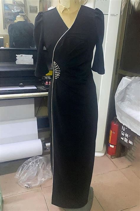 Elegant Formal Solid Hot Drill V Neck Waist Skirt Dresses Winter Mini Dresses Daily Dress