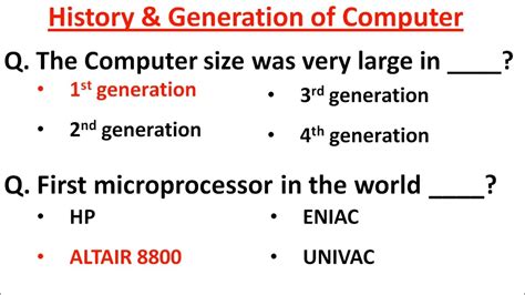 MCQ On Computer History Generation Of Computer History And Computer