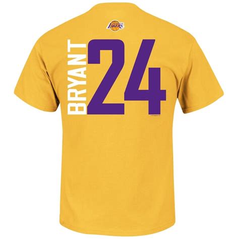 Mens Los Angeles Lakers Kobe Bryant Yellow Vertical Name And Number T