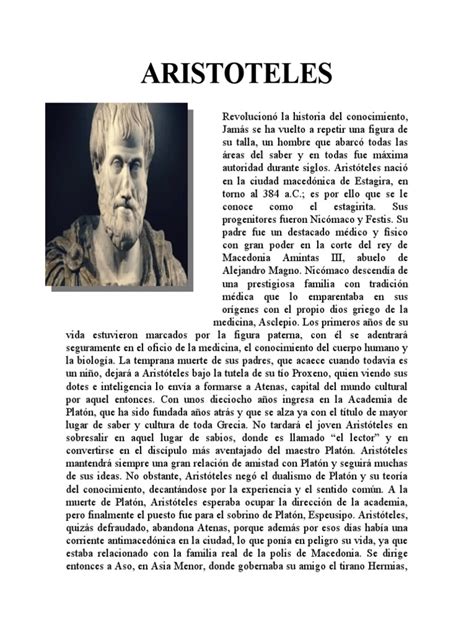 Biografia De Aristoteles Pdf Aristóteles Platón