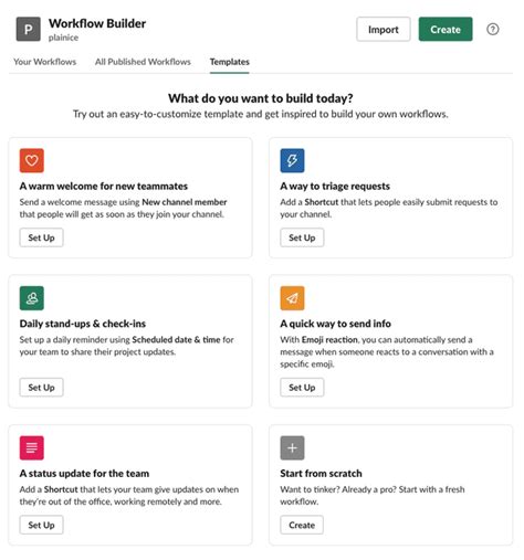 Slack Workflow Templates
