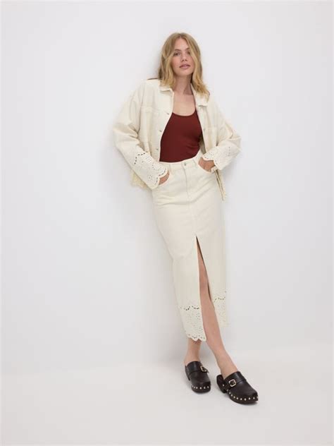 Jupe Midi En Jean Couleur Nude RESERVED 7808B 02J