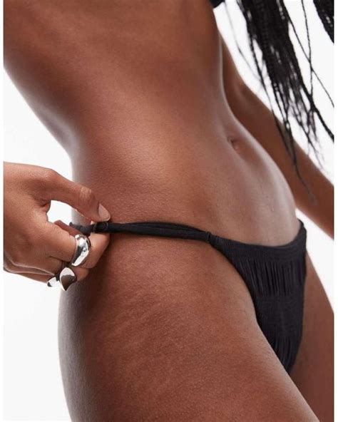 Arket Mix Match Smocked Textured Triangle Tanga Bikini Bottom In Brown Lyst Uk