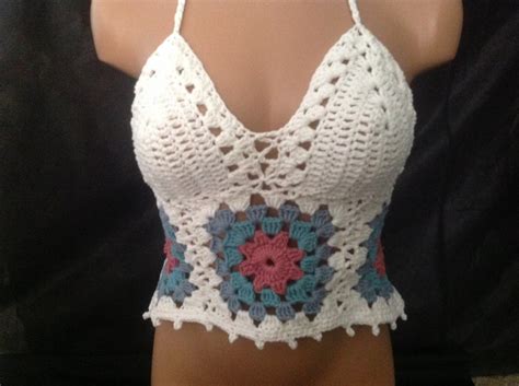 Crochet Festival Sexy Hobo Bikini Halter Top Ready To Ship Etsy