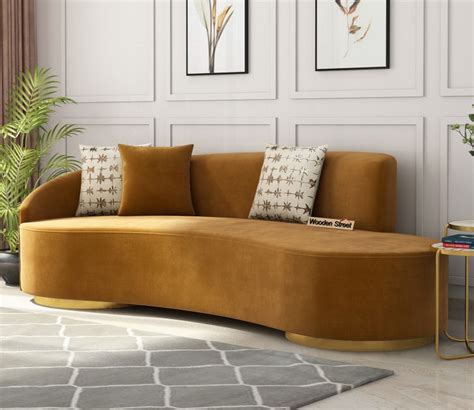 Buy Osbert Seater Curved Sofa With Brass Cladding Velvet Salmon Pink