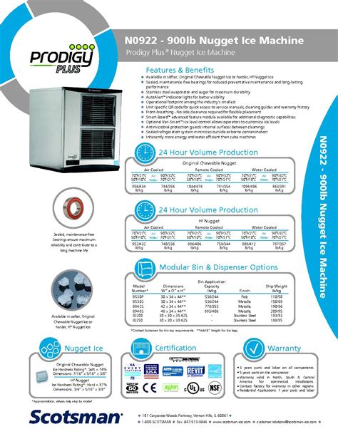 Scotsman Ns A Prodigy Plus Series Air Cooled Nugget Ice