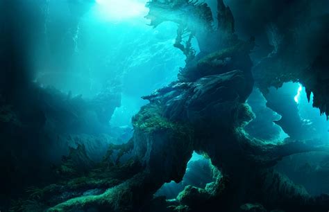 Beautiful Underwater Caves Wallpaper